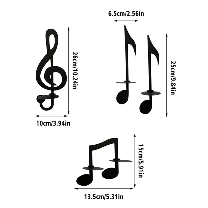 "Svart musikknote veggstake i metall, elegant design med G-nøkkel og kvartnote, perfekt for moderne hjemdekor."