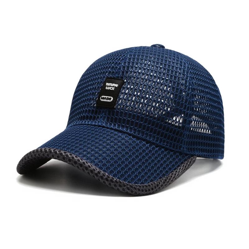 "Svart pustende mesh baseballcap med justerbar rem for perfekt passform, høy kvalitet som sikrer stil og komfort."