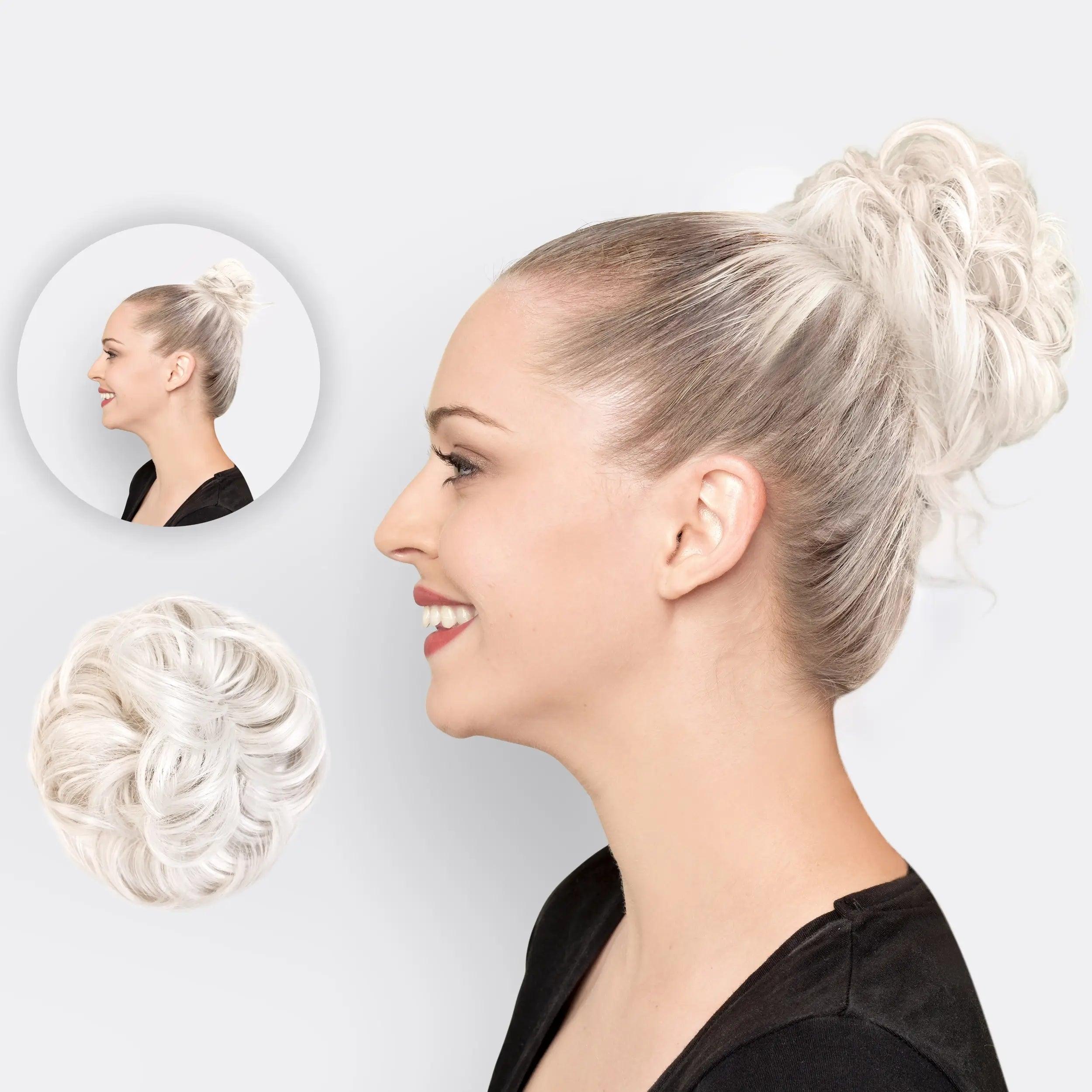 Hårbolle scrunchie for volum. Enkel og rask styling med dette smarte hårtilbehøret.