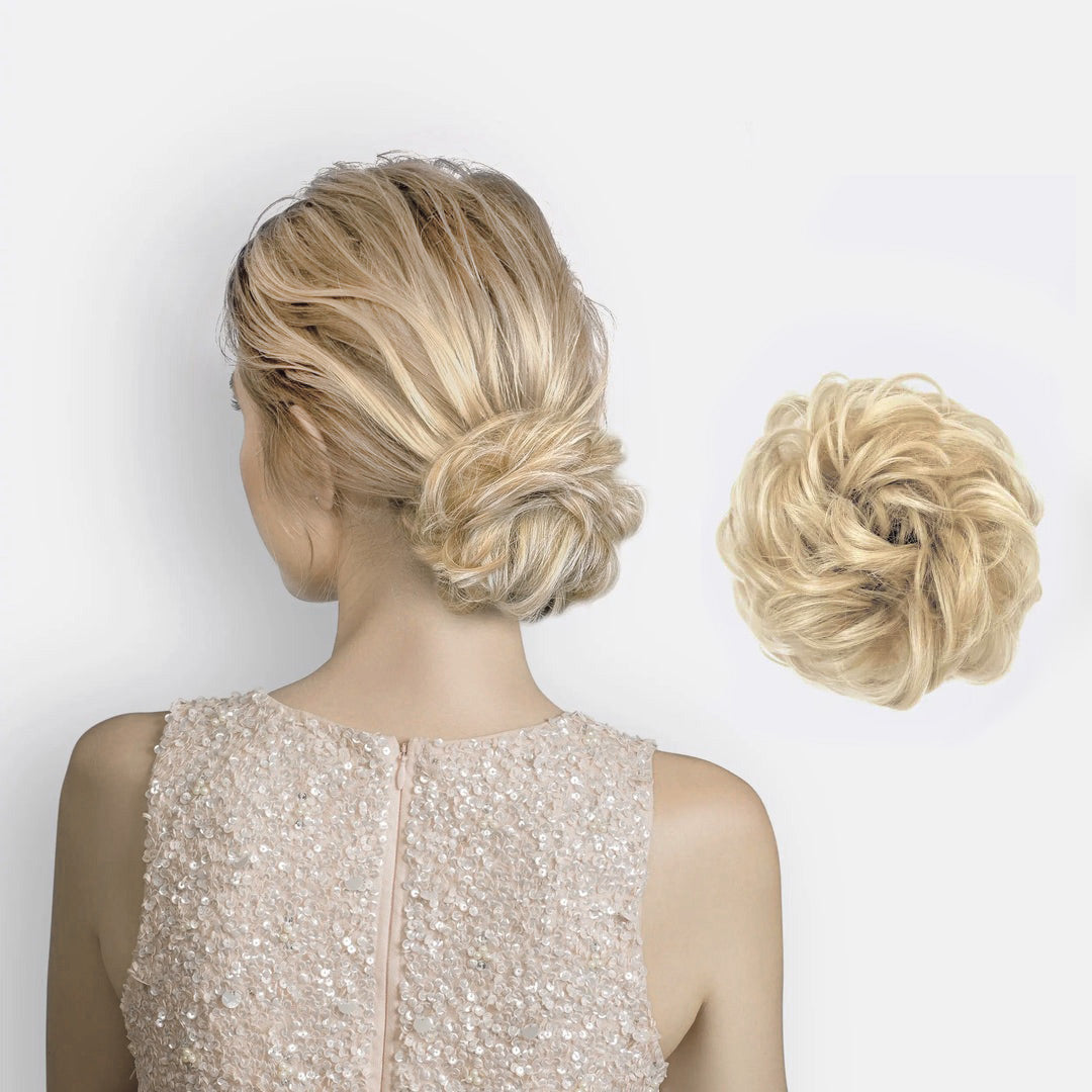 Hårtilbehør for volum: scrunchie som hjelper deg med å forme en fyldig hårbolle.