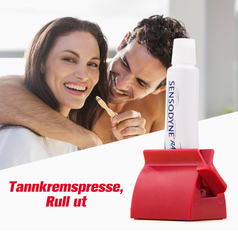 "Tannkrempresse med rullefunksjon i hvit, fjerner sløsing med enkel vriegrep, ideell for badet"