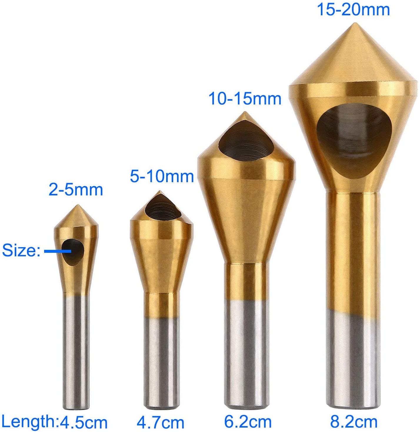 Nærbilde av skarp titan forsenkende borkrone. Optimal for presis boring og trebearbeiding.