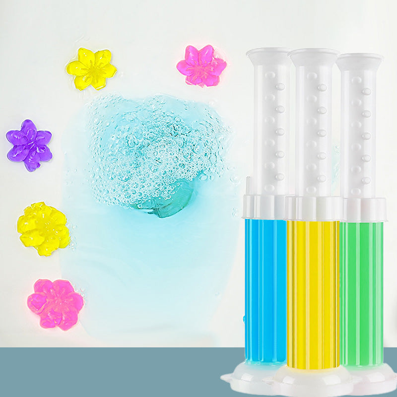 Toalettrensgel for friskhet; blå gel med selvklebende egenskap. Holder badeværelset hygienisk og friskt i opptil 8 uker.