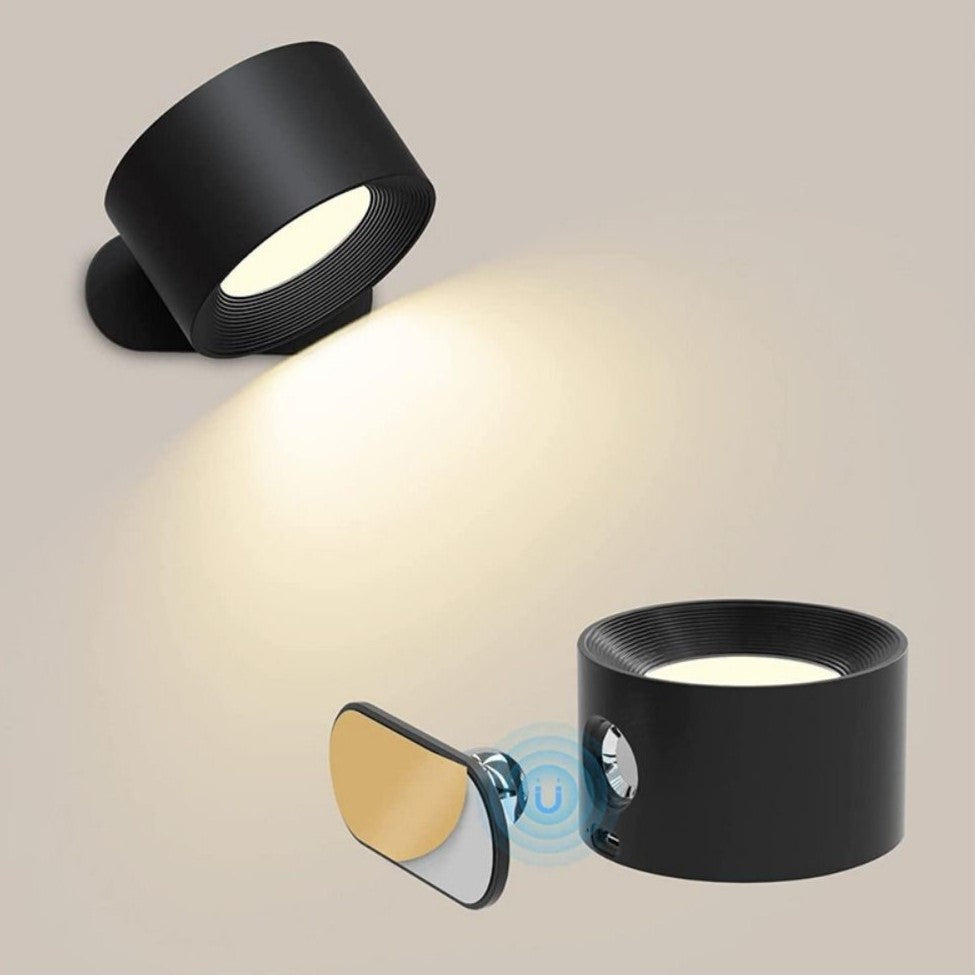 Stilren trådløs vegglampe som dimbar leselampe ved seng eller sofa. Enkel montering for all belysning.