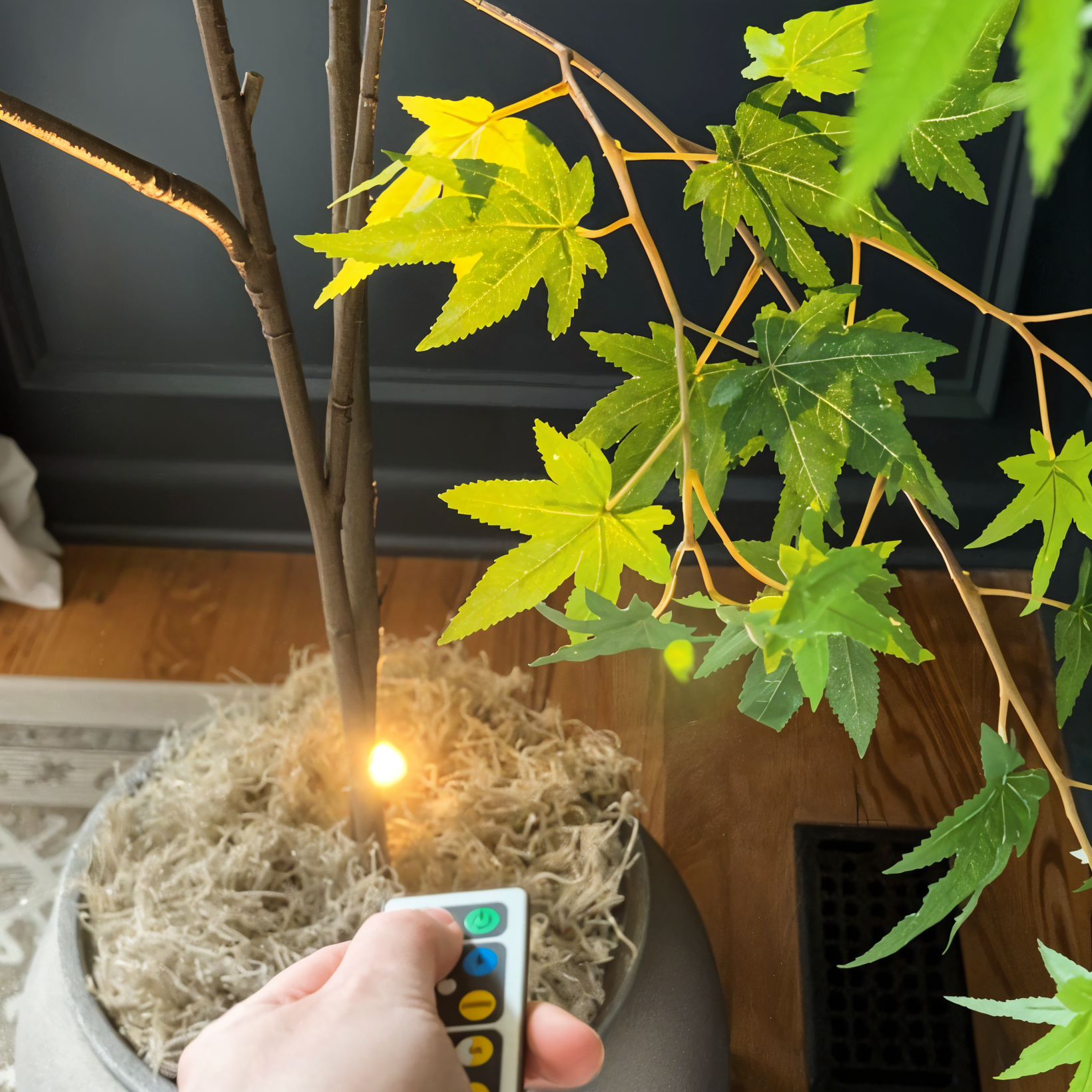 Kompakt trådløs mini LED spotlight, enkel å plassere for fleksibel innendørs belysning i ethvert rom.