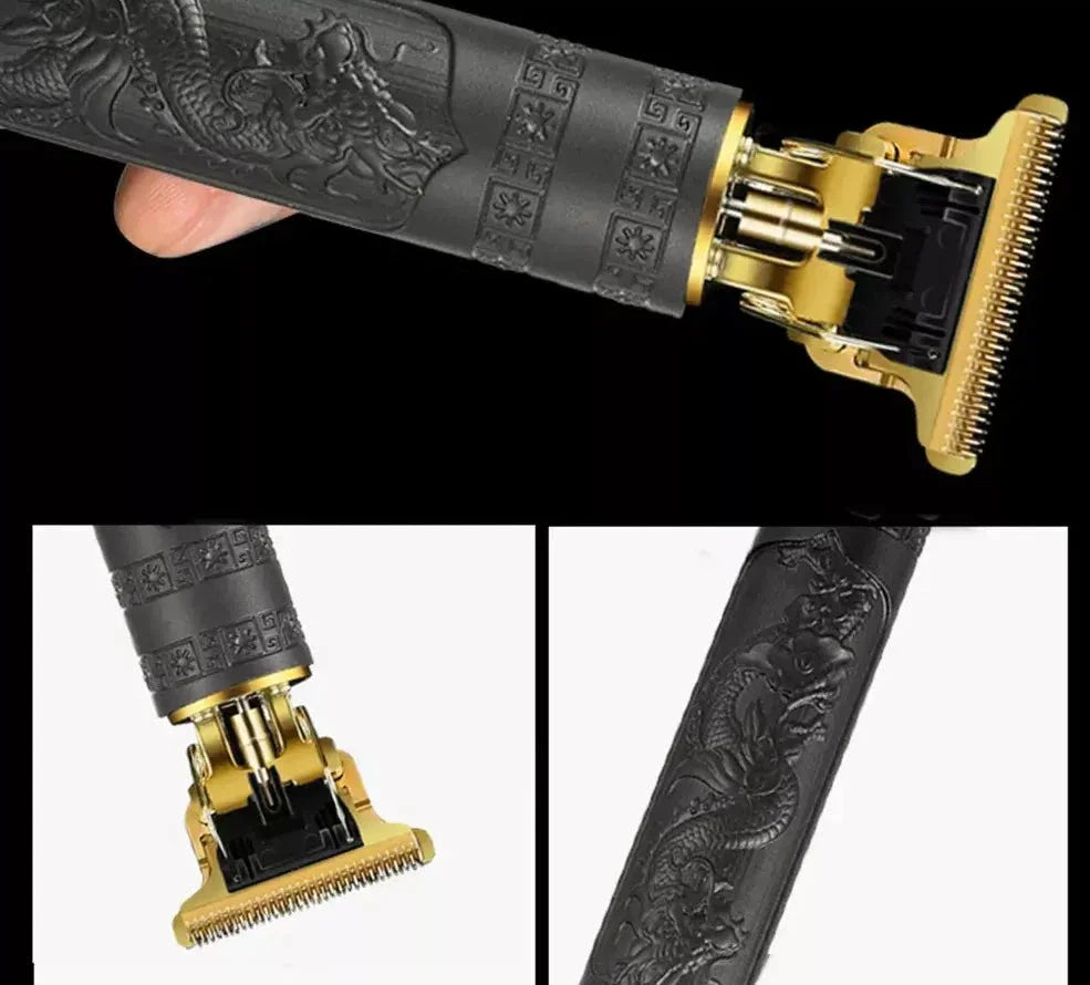 Vintage inspirert hårtrimmer for menn i gull, et must for presis grooming og skjeggvedlikehold.