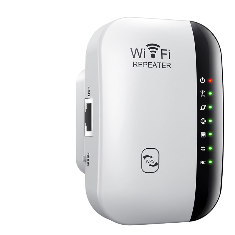 Trådløs WiFi-signalforsterker med lang rekkevidde og 4 antenner, forbedrer nettverk hjemme/kontor.