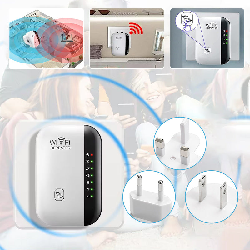 Nettverksforlenger: Trådløs WiFi-signalforsterker for bedre dekning i hjemmet eller på kontoret.