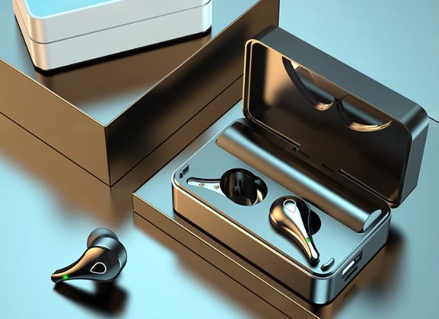 Trådløse in-ear hodetelefoner med støyreduksjon og mikrofon, optimal for online møter.