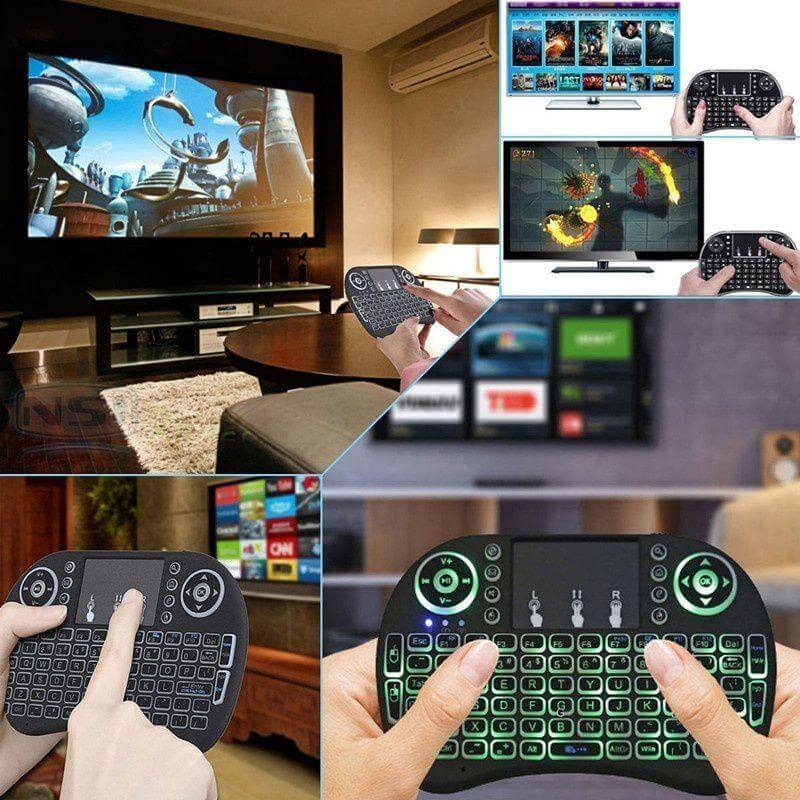 Bakgrunnsbelyst minitastatur for enkel navigasjon av hjemmekino gadget