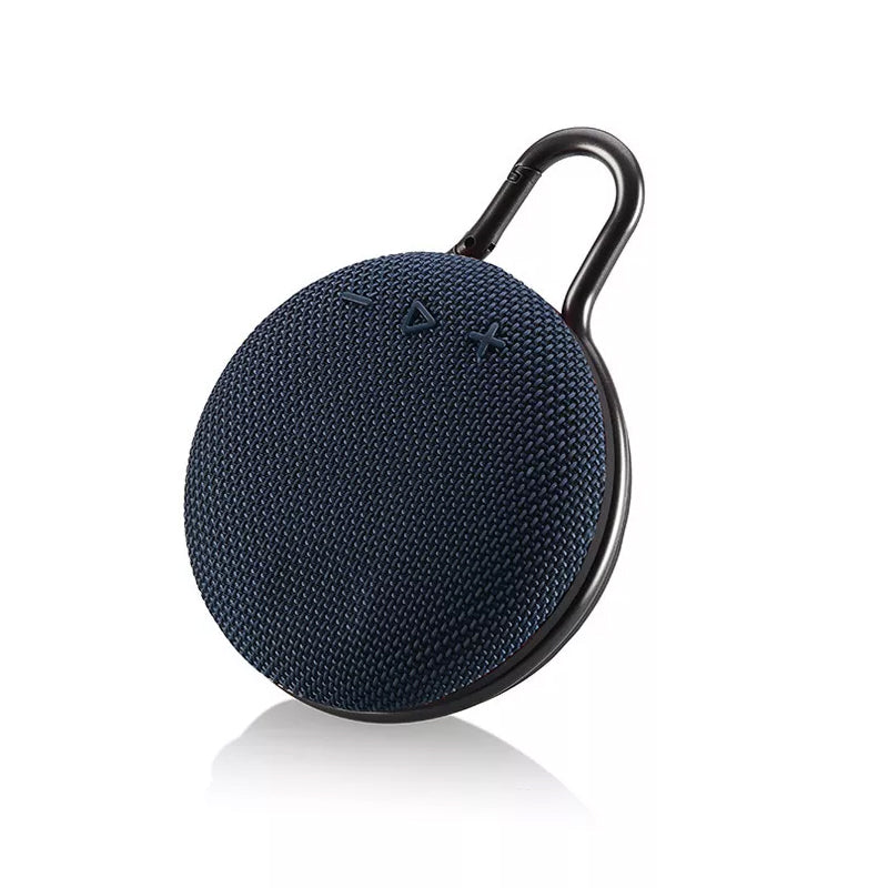 "Trådløs Bluetooth-høyttaler med kraftig bass, kompakt design, bærbar, i flere farger som blå, grå og svart"