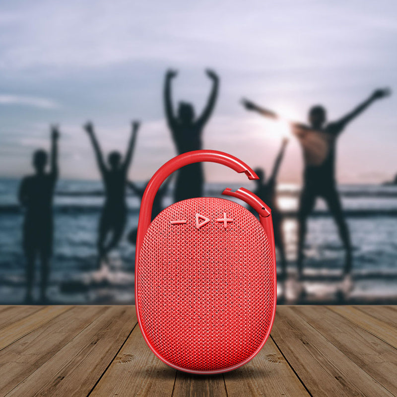 "Trådløs Bluetooth-høyttaler med kraftig bass, kompakt design, bærbar, i flere farger som blå, grå og svart"