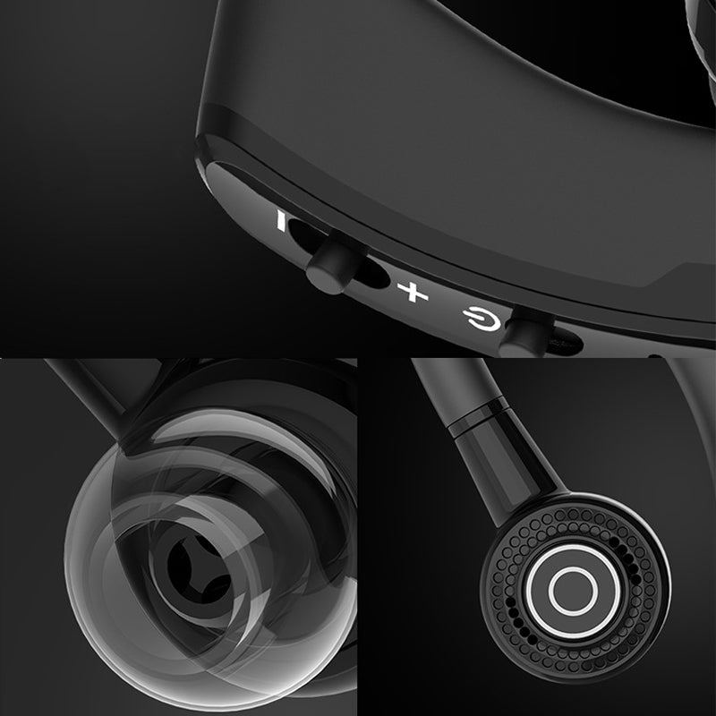 "Trådløse Bluetooth-hodetelefoner med 8D Bass, svart design, V5.0, klare for en overlegen lydopplevelse."