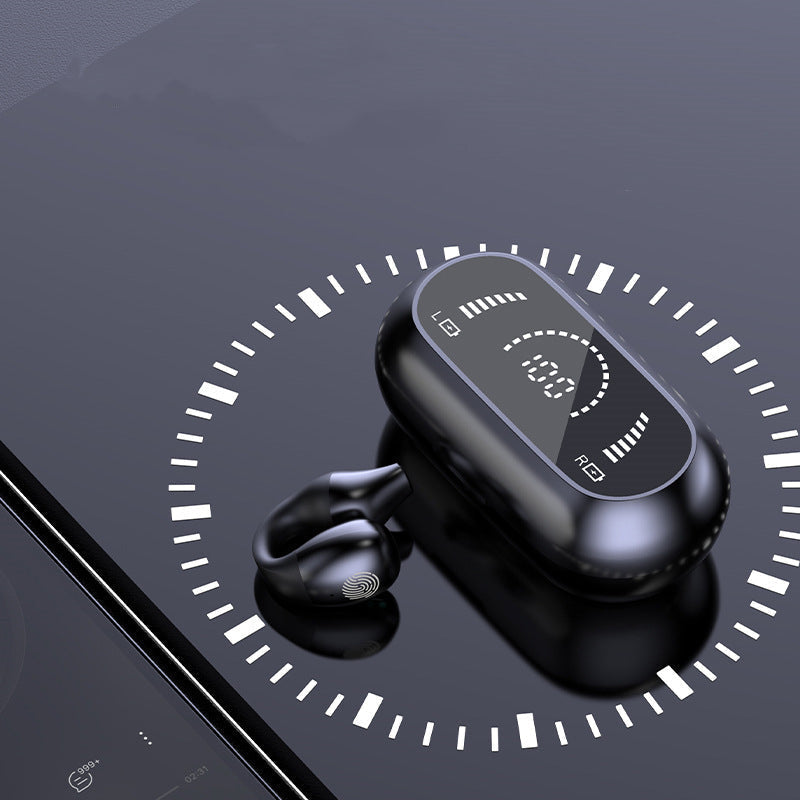 "Trådløse Bluetooth øreplugger, sort, med ergonomisk design og kompakt form. Klar lyd og støyreduksjon."