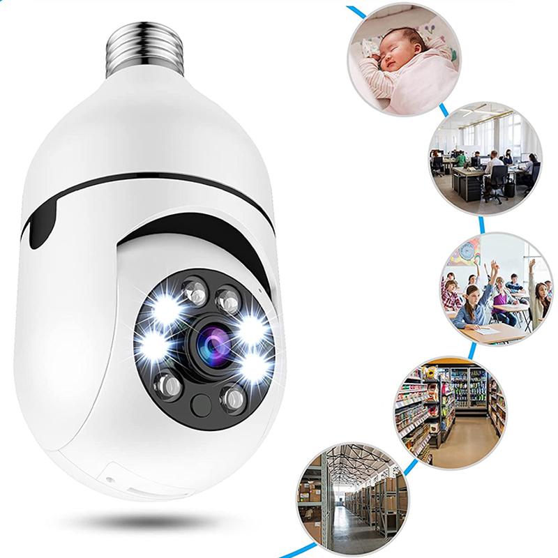"Trådløst 1080p HD sikkerhetskamera, 360° panoramautsikt, bevegelsessensor, LED-lys, stilig, moderne design"
