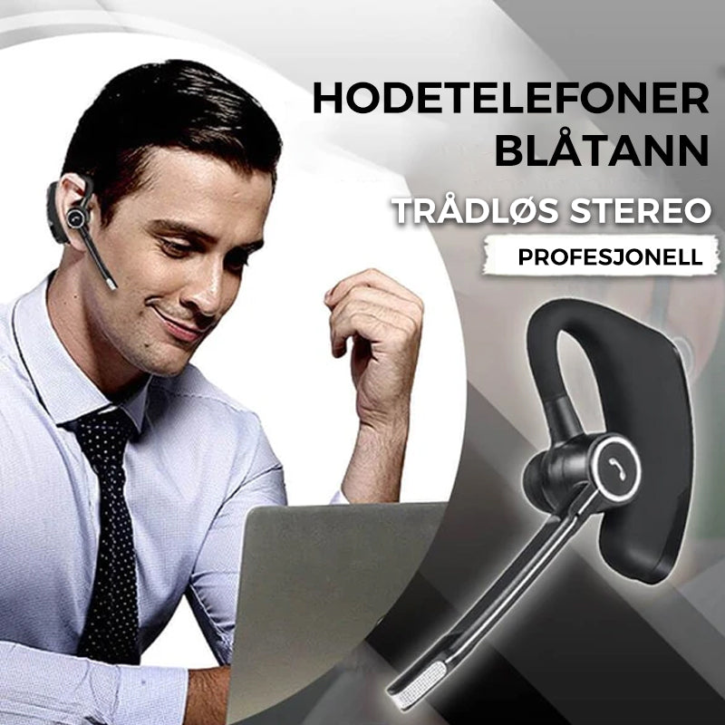 "Trådløst Bluetooth headset med ergonomisk design, støydemping og lave energikrav. Perfekt til arbeid og fritid."
