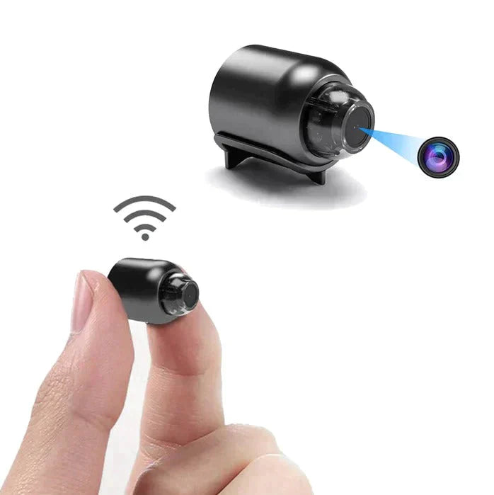"Trådløst WiFi sikkerhetskamera i kompakt design med 1080P HD, 120° vidvinkel og nattvisjon for hjemmets sikkerhet."