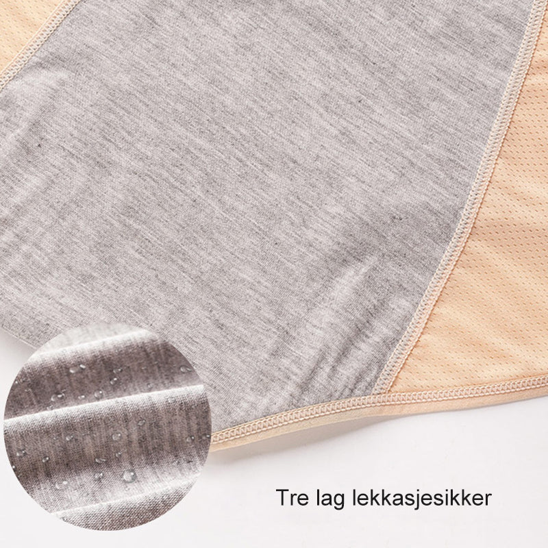 "Trelags miljøvennlig lekkasjesikker truse for kvinner i nylon og bomull, komfortabel og luktreduserende."