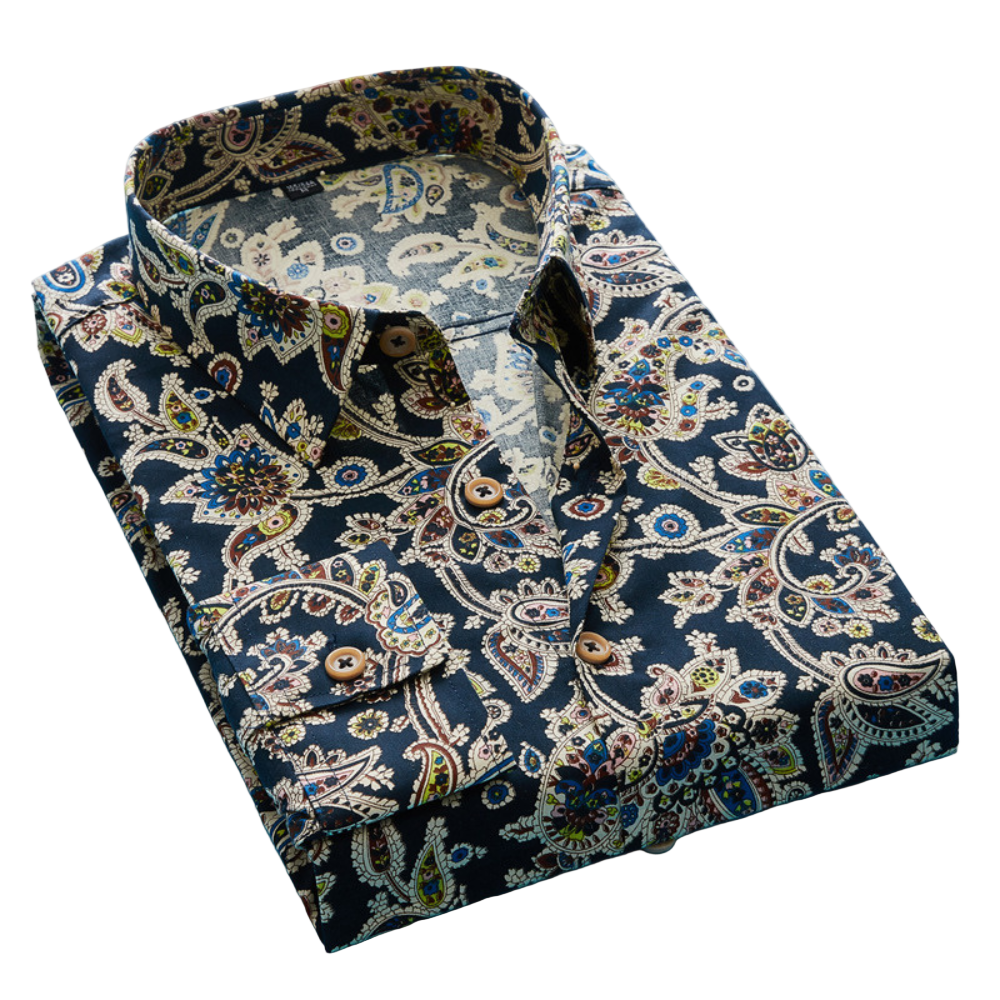 Trendy blomstret kortermet herreskjorte i bomullsblanding for sommeren. Casual feriemote, frisk stil.