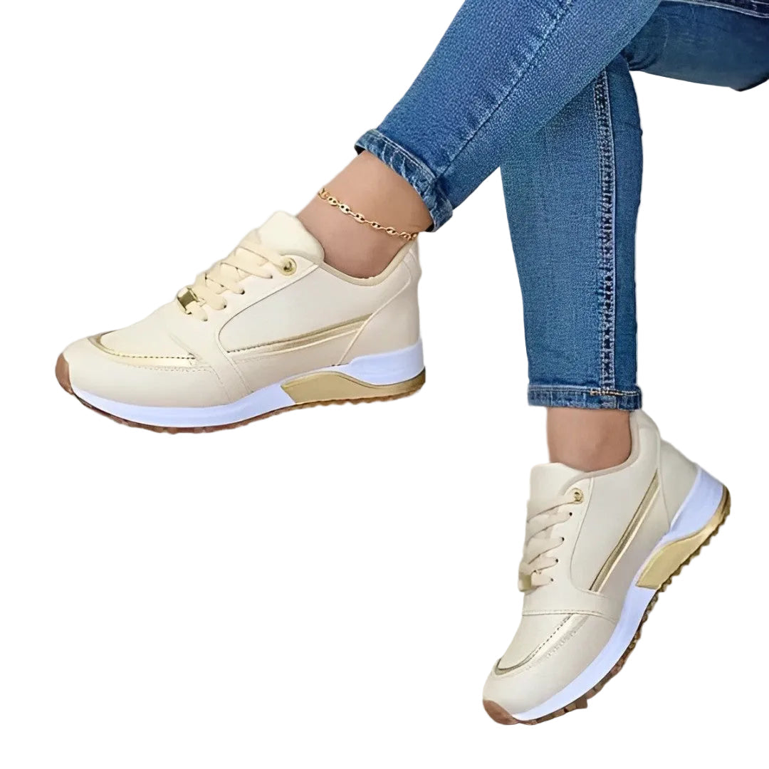 Trendy damesko: Stilfulle og behagelige joggesko med snøring, perfekte for hverdag og fritid.