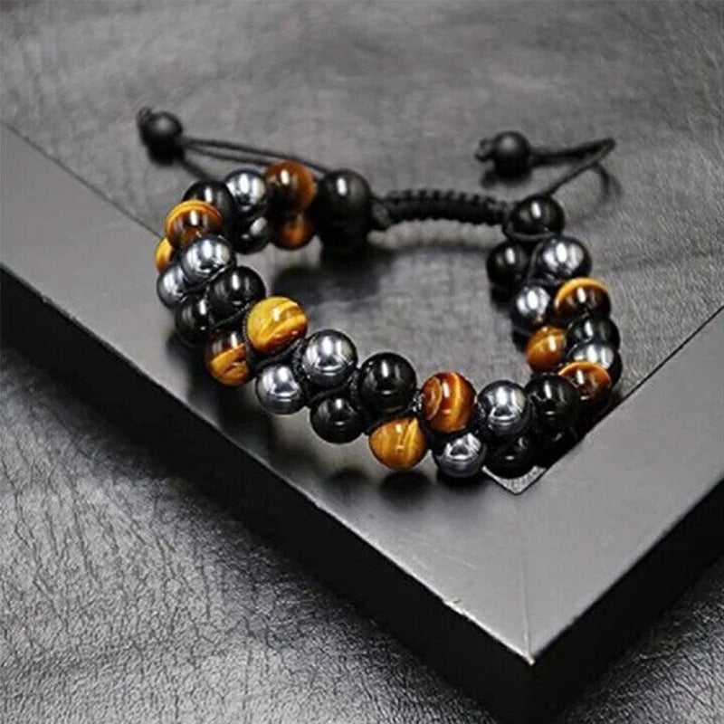 "Trendy tolags armbånd med krystaller, tigerøye og obsidian, for menn og kvinner, elegant design, håndlaget smykke"