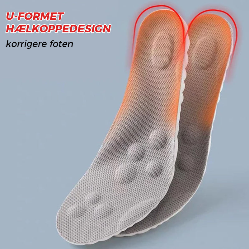 "U-formede unisex innleggssåler i grå, svart og oransje TPU gir støtte og komfort med pustende, sklisikkert design."