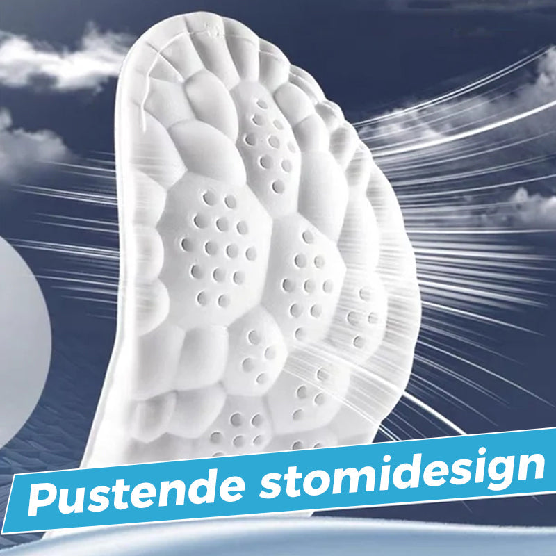 "U-formede unisex innleggssåler i grå, svart og oransje TPU gir støtte og komfort med pustende, sklisikkert design."