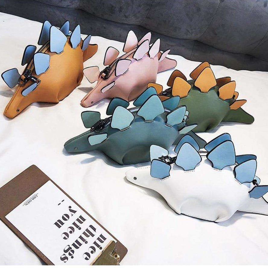 Søt barneveske: En unik grønn dinosaur crossbody med justerbar skulderrem, ideell for småbarn.