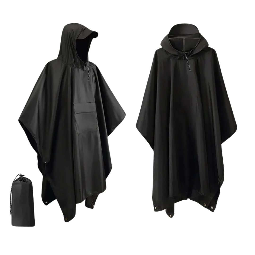 Gjenbrukbar vanntett poncho for motorsykkel og reise. En lettvekt regnfrakk som pakkes enkelt for utendørs bruk.