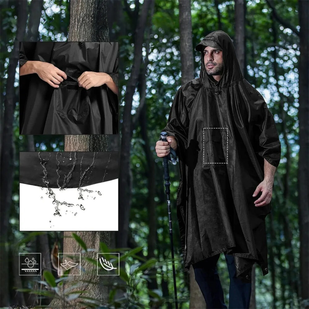 Allsidig unisex regnponcho for utendørsaktiviteter. Vanntett, lettvekt og gjenbrukbar regnfrakk for reise og friluft.