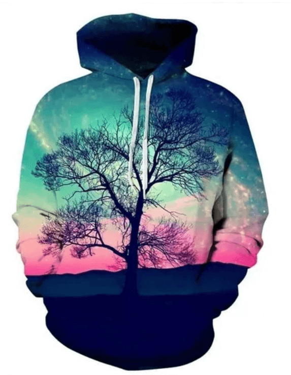 Iøynefallende unisex 3D hettegenser med fargerike og mønstrete detaljer. Komfortabel streetwear-stil.