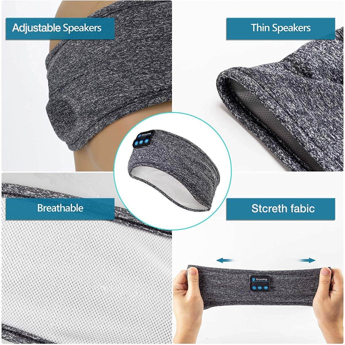 Illustrasjon av Bluetooth-tilkobling til smarttelefon med pannebånd-hodetelefonene.