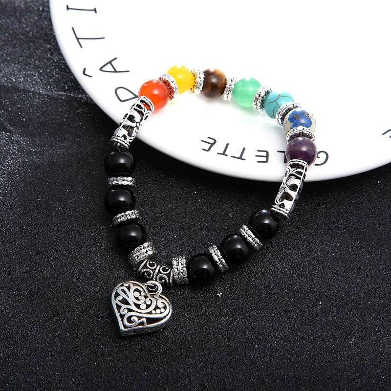 Unisex armbånd med ekte chakra edelstener. Stilfullt natursteinarmbånd for alle kjønn.