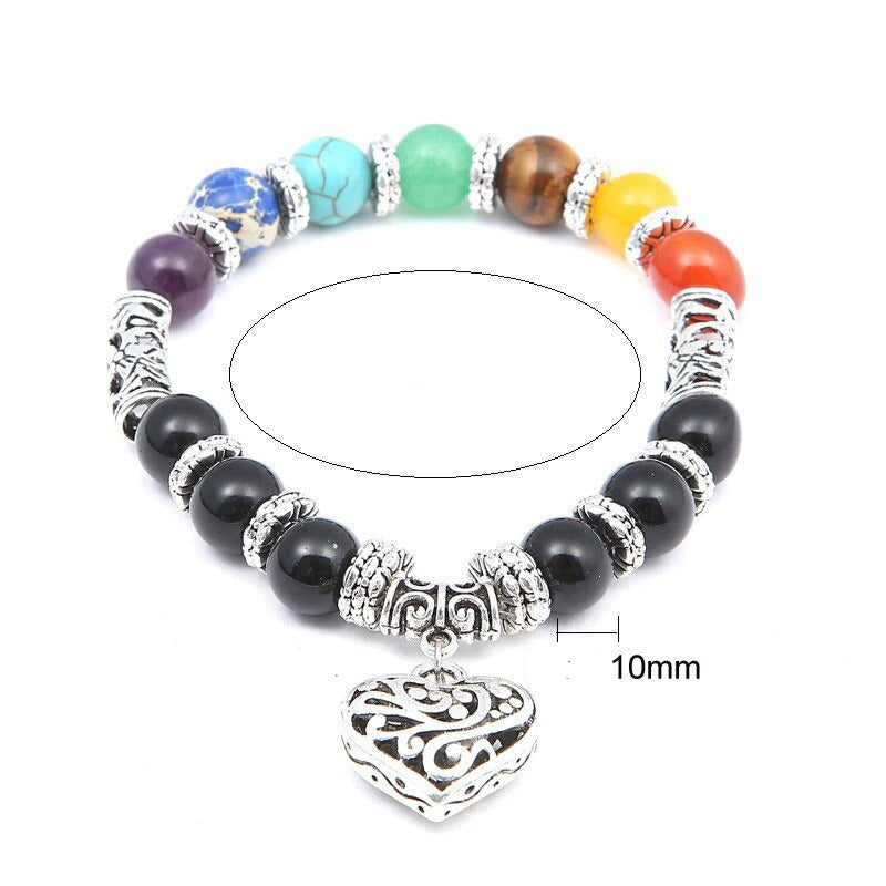Autentisk chakra steinarmbånd for balanse, energi og healing. Unisex naturstein smykke.
