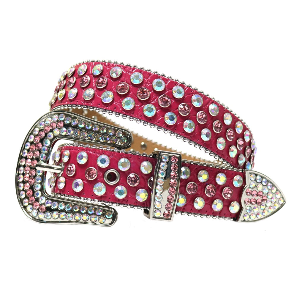 Iøynefallende diamantbelte, unisex, med strass og glitrende detaljer for en glamorøs stil.