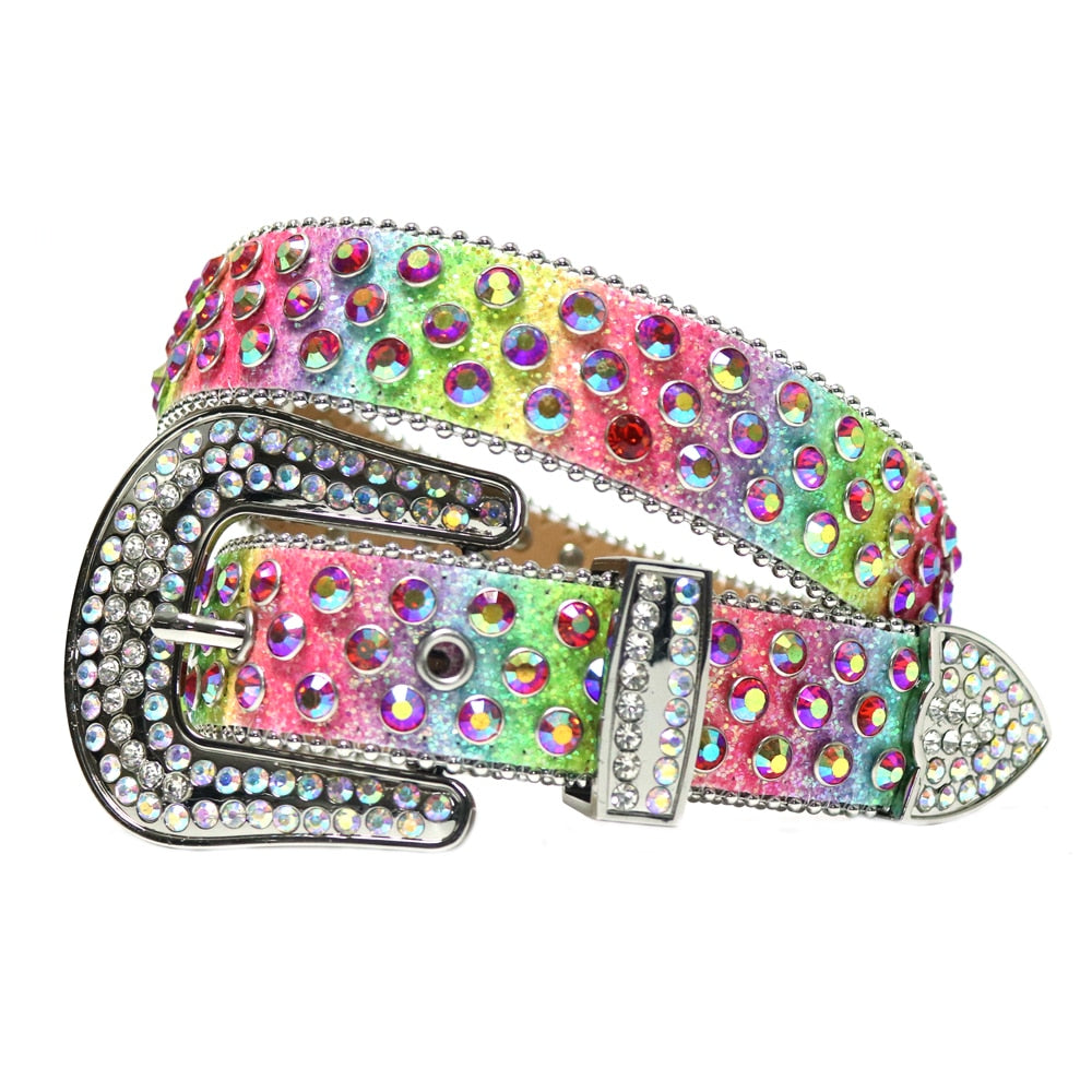 Unisex belte for fest med glitrende diamanter og rhinestones, et perfekt tilbehør.