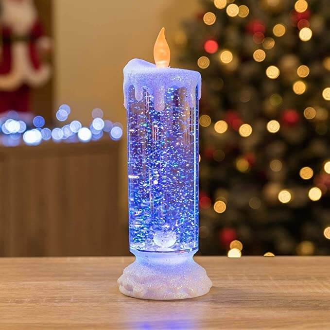 Lysende LED-stearinlys i krystall, unisex design, med dynamisk fargeendring og skinnende glittereffekt for hjemmet.