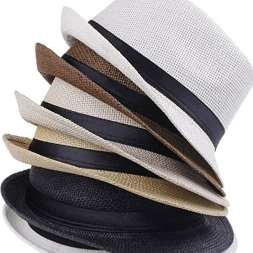 Unisex strandhatt i halm, en trendy panamahatt/fedora for ferie og solbeskyttelse.