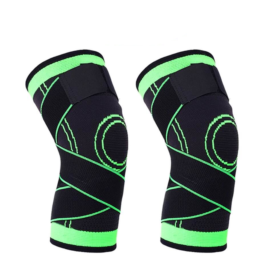 Unisex fleksibel knebeskytter i svart polyester, ideell for sport og beskyttelse under trening.