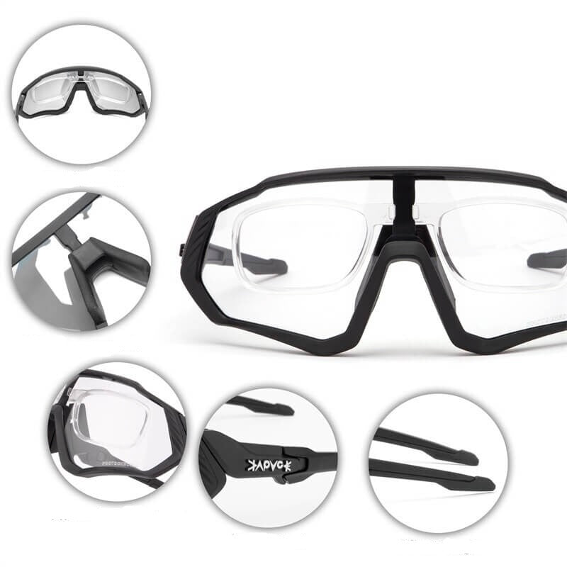 Unisex anti-dugg sportsbriller med fotokromatiske glass, pakket for salg, UV-beskyttelse