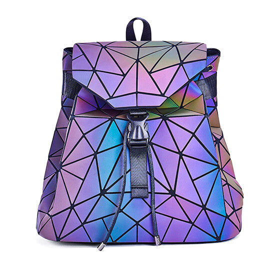 Unisex lysende geometrisk ryggsekk, reflekterende design, dagmote