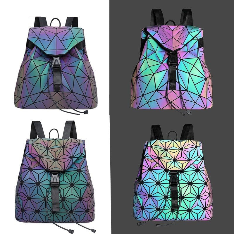 Unisex lysende ryggsekk, geometrisk fasjonabel design