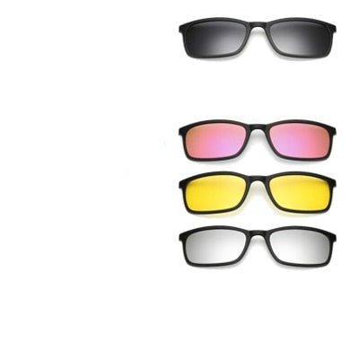 Unisex magnetiske solbriller m/ utskiftbare linser i et etui; organiserte og reiseklare