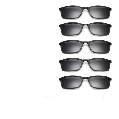 Magnetiske klips-på solbriller for unisex med fem utskiftbare linser i ulike farger