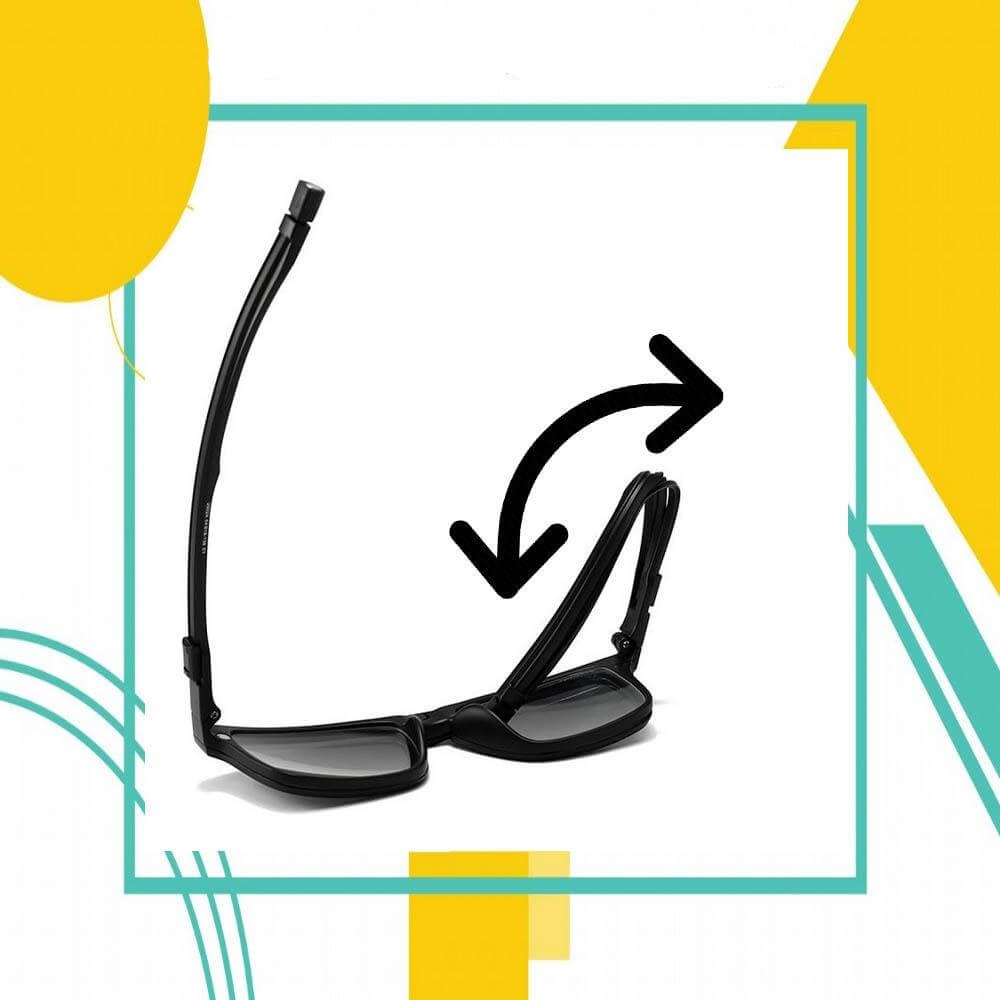 Unisex solbriller med magnetiske klips og UV-beskyttelse, sett fra siden på et ansikt