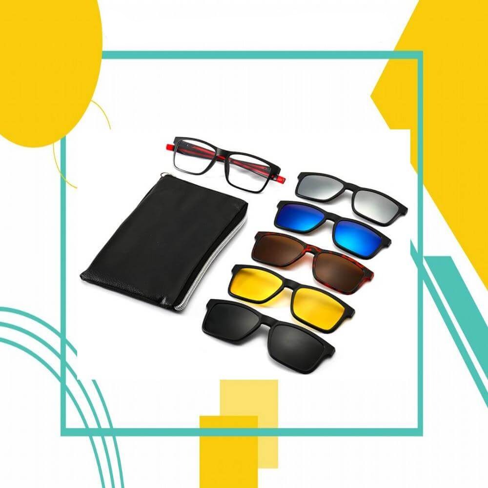 Unisex solbriller med magnetisk klips og gult glass for kjøring i dårlig lys, tilbehør