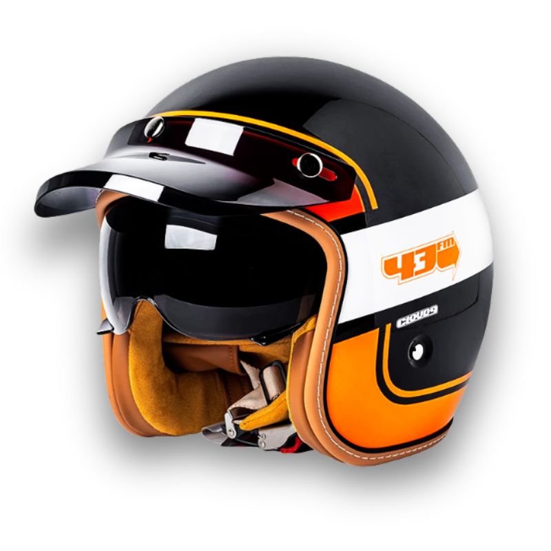 Klassisk unisex motorsykkelhjelm med visir, høy sikkerhet (DOT/ECE) og komfort for langtur.