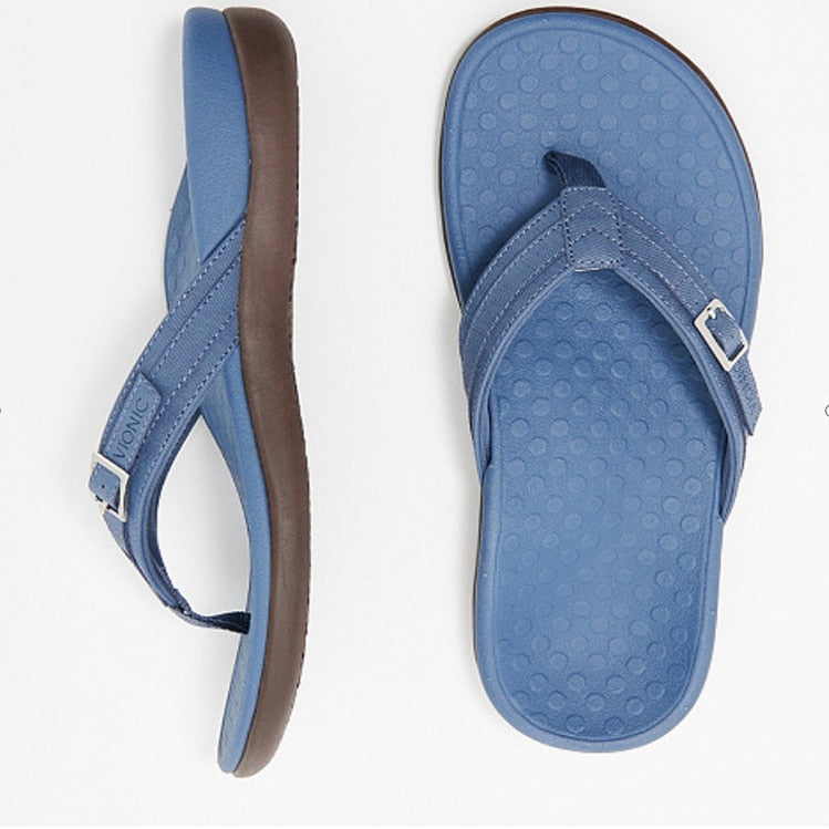 Unisex ortopediske flip-flops i svart for komfort og fotstøtte. Lette sommersko.