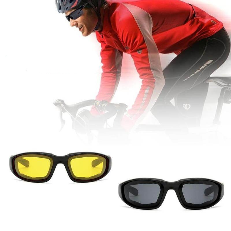 Sort photochromisk motorsykkelbrille med bred synsvinkel, ideell for sikkerhetsutstyr og sportbriller.