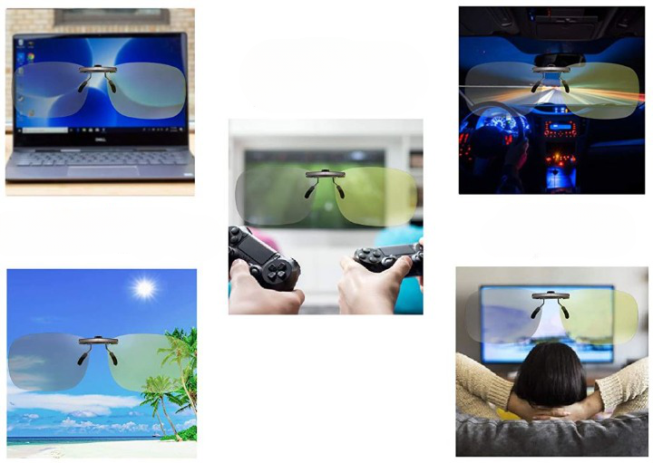 Allsidige unisex klips-solbriller, fotokromisk og polarisert for både dagslys og nattsyn